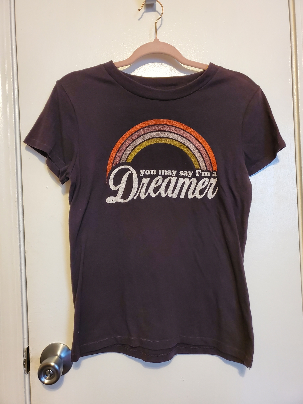 Junk Food Clothing Black 'Dreamer' Rainbow Graphic Tee